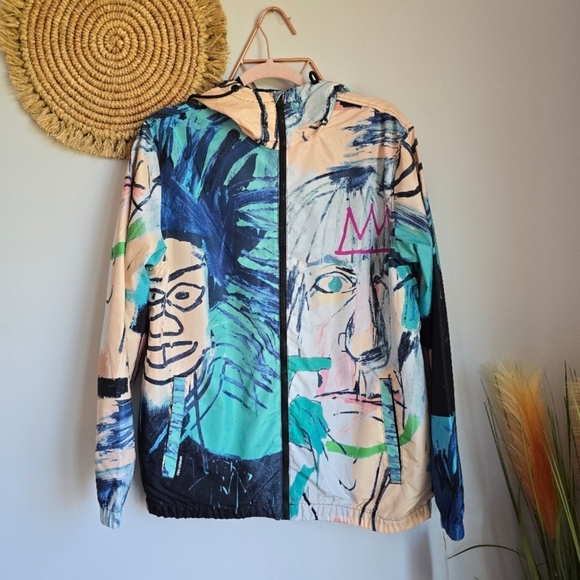 Jean-Michel Basquiat Members Only New Front Zip Hooded Windbreaker Size Medium - Picture 13 of 13